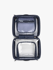 Medium Clear Cosmetics Case in Croc-Embossed