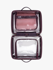 Large Clear Cosmetics Case in Croc-Embossed
