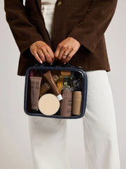 Medium Clear Cosmetics Case in Croc-Embossed